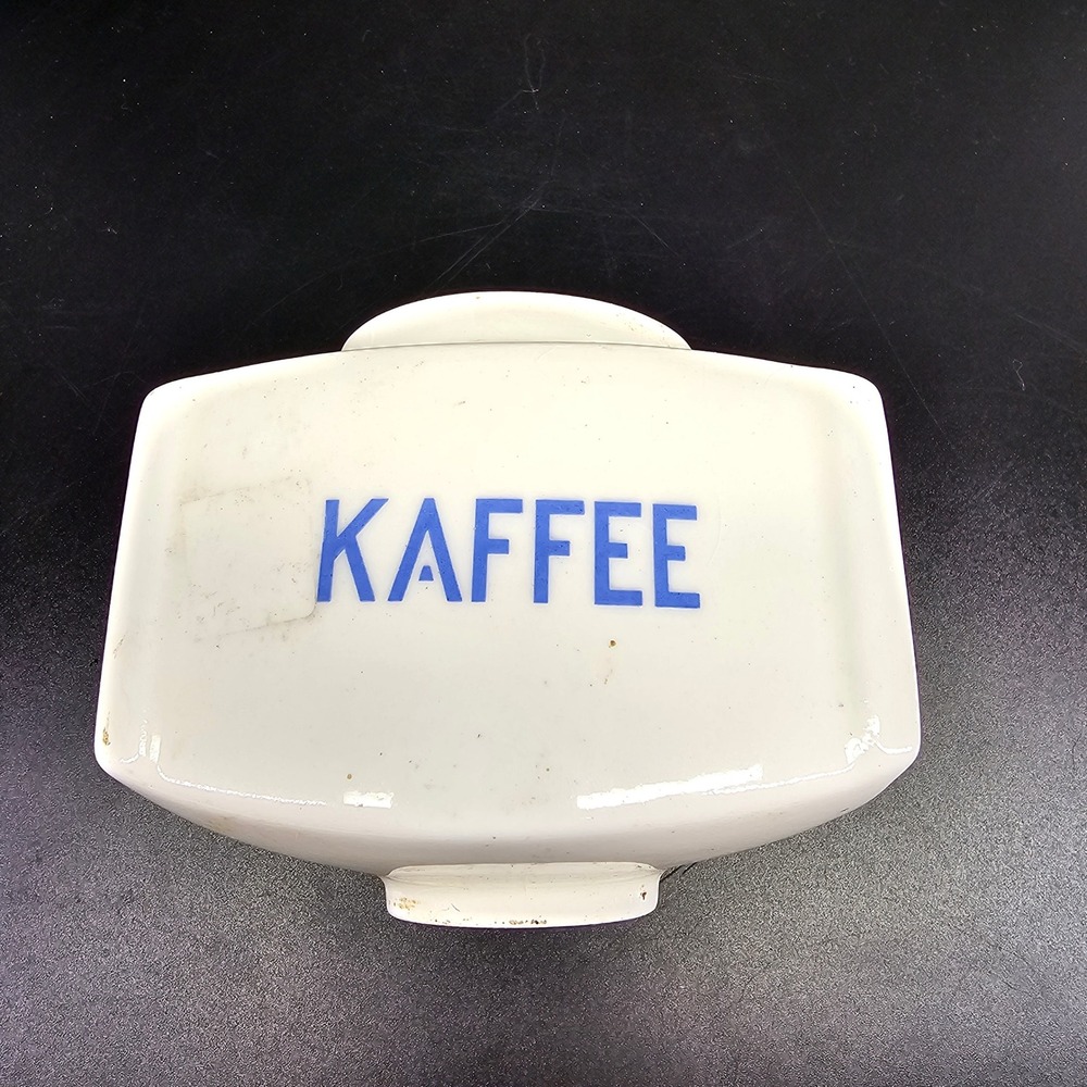 Coffee Grinder Bean Container Vintage 1950s Kaffee Pottery‎ White Blue